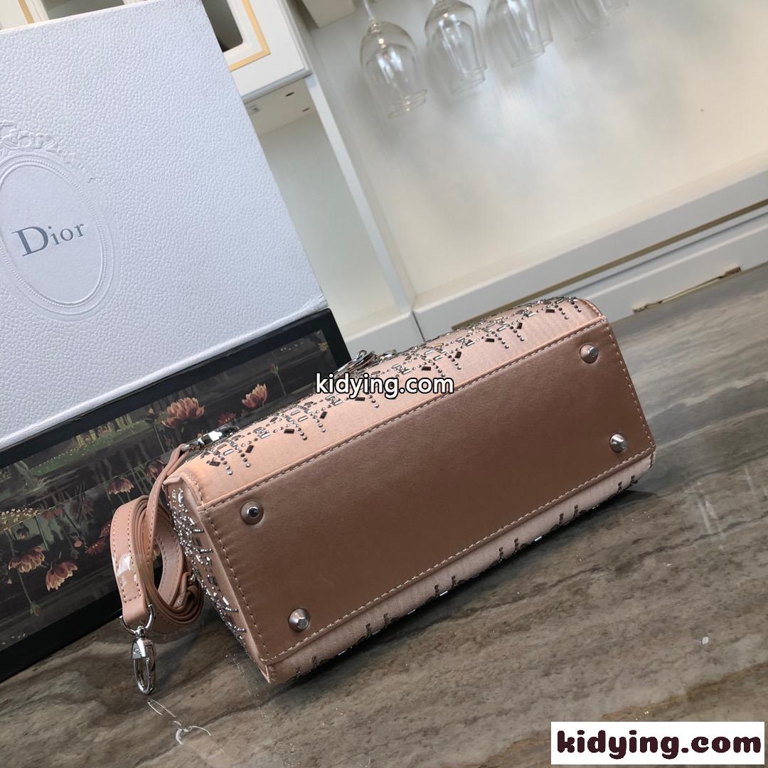 大人気 LADY DIOR カナージュ サテン ハンドバッグ クリスチャン・ディオール バッグ コピー ピンク-5