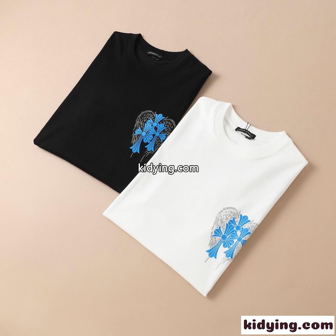 メンズ 個性派 クルーネック 柔らかい 着心地いい クロムハーツ 半袖Tシャツ コピー 春夏 トップス カジュアル-1