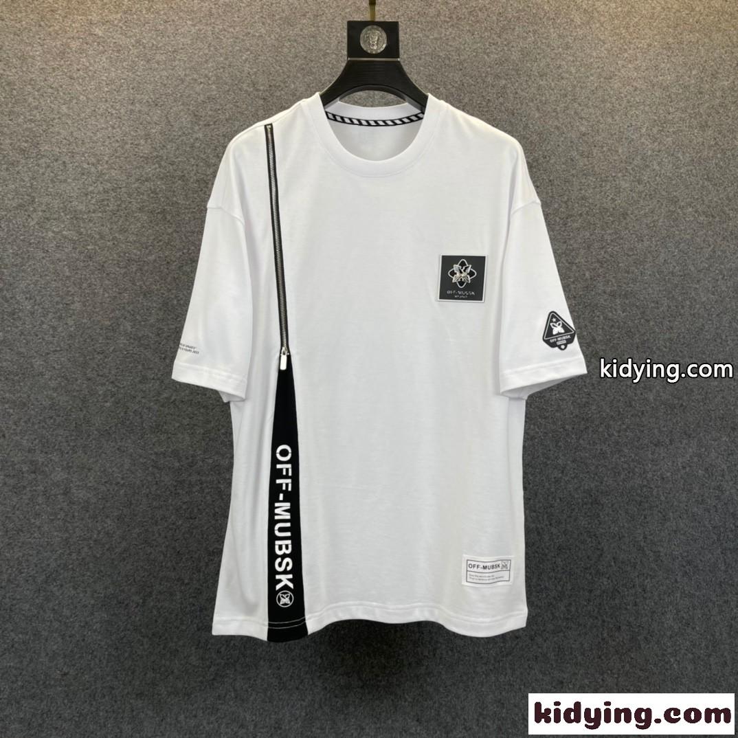 カジュアル ストリート系 コットン 快適 クルーネック オフホワイト tシャツ コピー 春夏 半袖 トップス-4