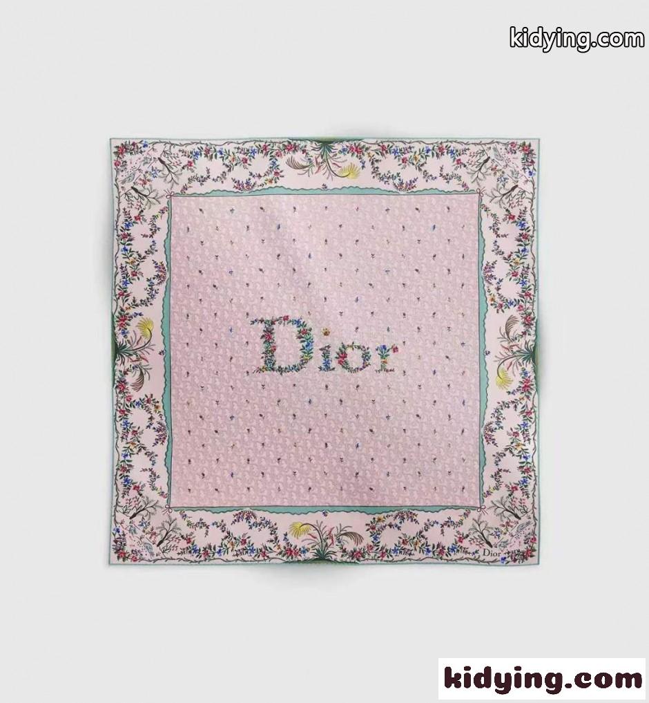 Dioramour Revolution Flowers スクエアスカーフ クリスチャン・ディオール スカーフ 偽物 ピンク-0