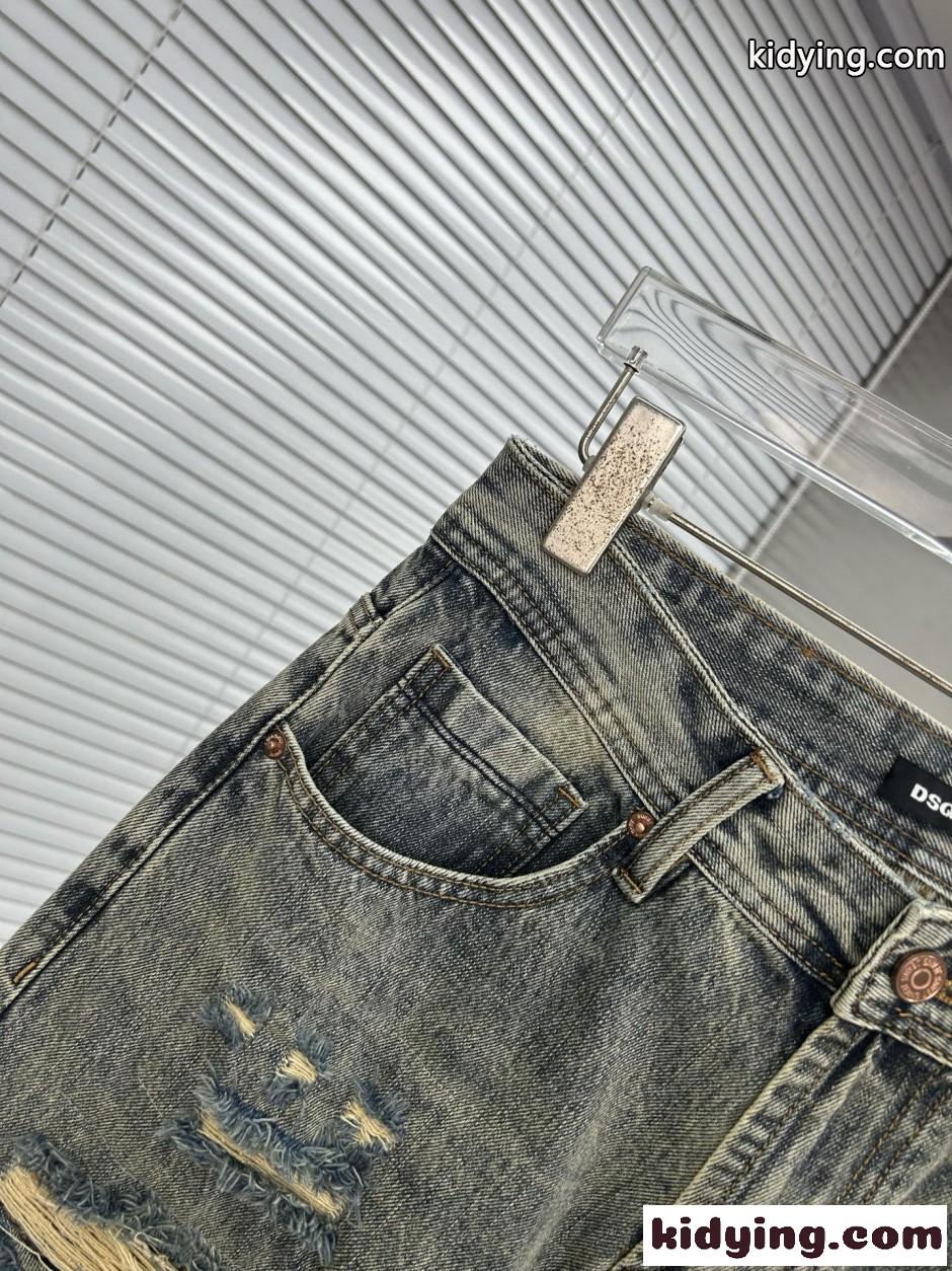 スタイリッシュ ダメージ加工 デニムパンツ ディースクエアード ジーンズ 偽物-3