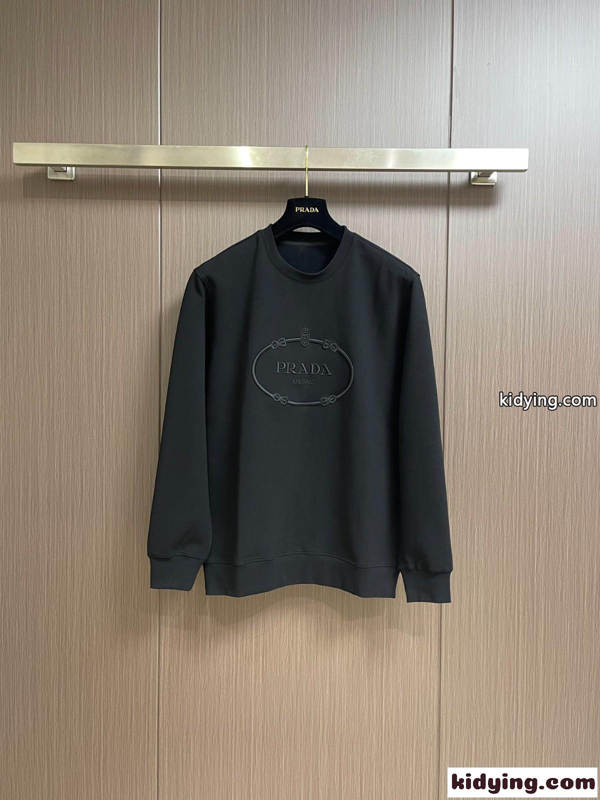 プラダ Tシャツ コピー 定番 カジュアル スウェットシャツ ブラック-1