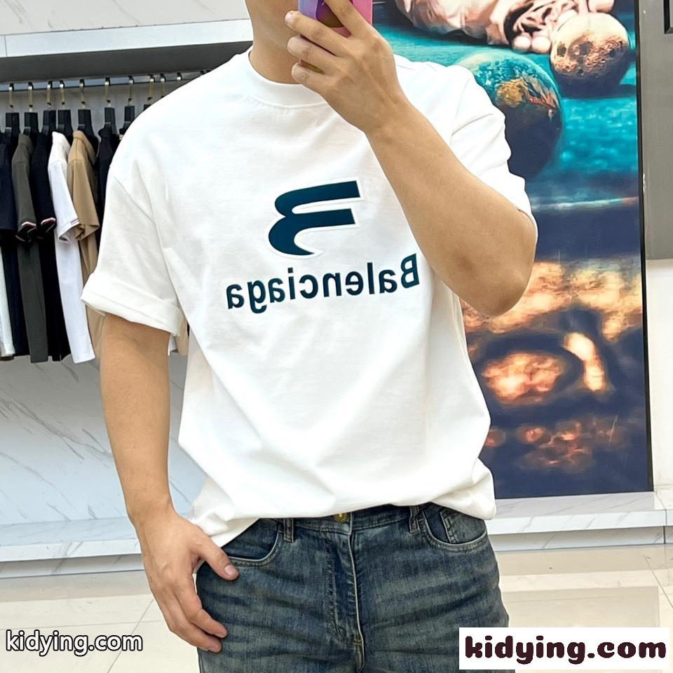 ベーシック ロゴ 半袖Tシャツ バレンシアガ Tシャツ 偽物 コットン ホワイト-2