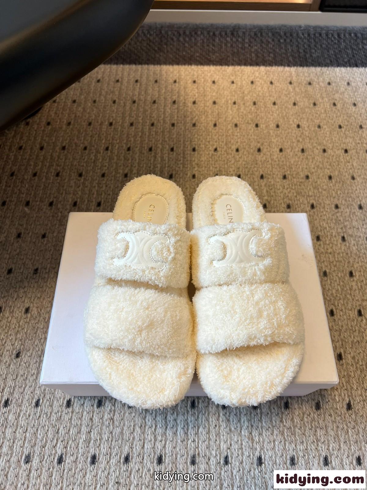 秋冬 もこもこ ファーサンダル セリーヌ サンダル スーパーコピー ホワイト-0