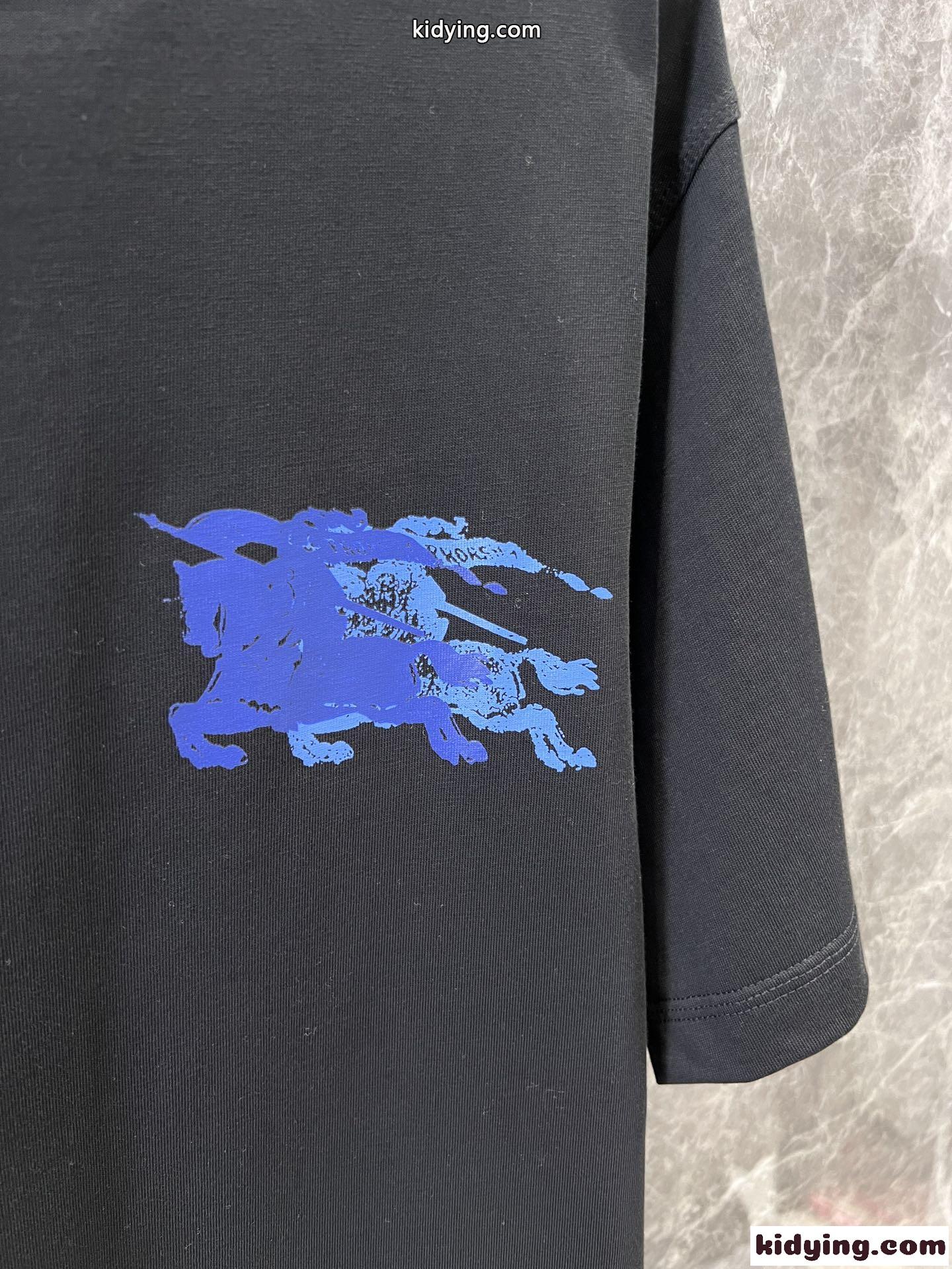 ユニセックス EKD コットンTシャツ バーバリー 半袖Tシャツ コピー ブラック-3