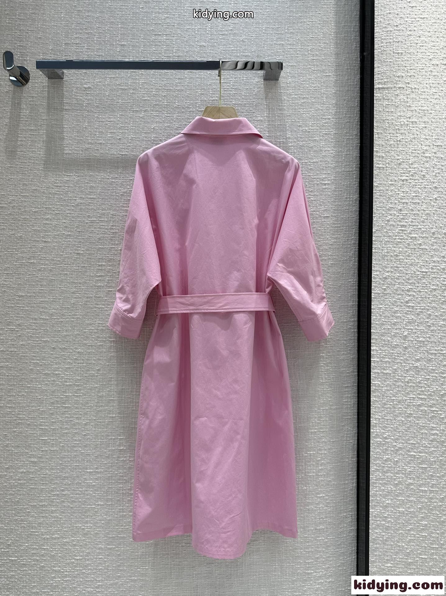 23SS◆シンプルお洒落♪無地 シャツワンピース エルメス ワンピース コピー レディース ピンク-4