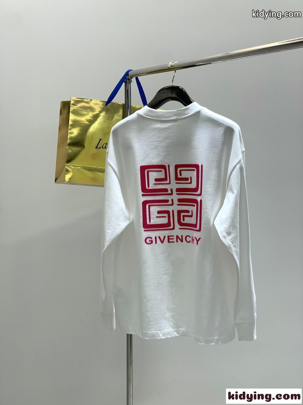 カジュアル 定番 ロゴ 長袖tシャツ ジバンシィ Tシャツ コピー クルーネック ホワイト-0