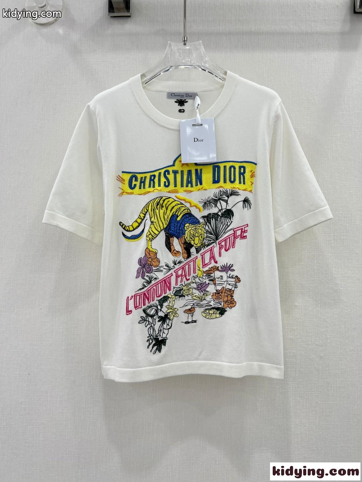 Indian Animals Tiger テンセル ジャージー 半袖Tシャツ クリスチャン・ディオール Tシャツ コピー-0