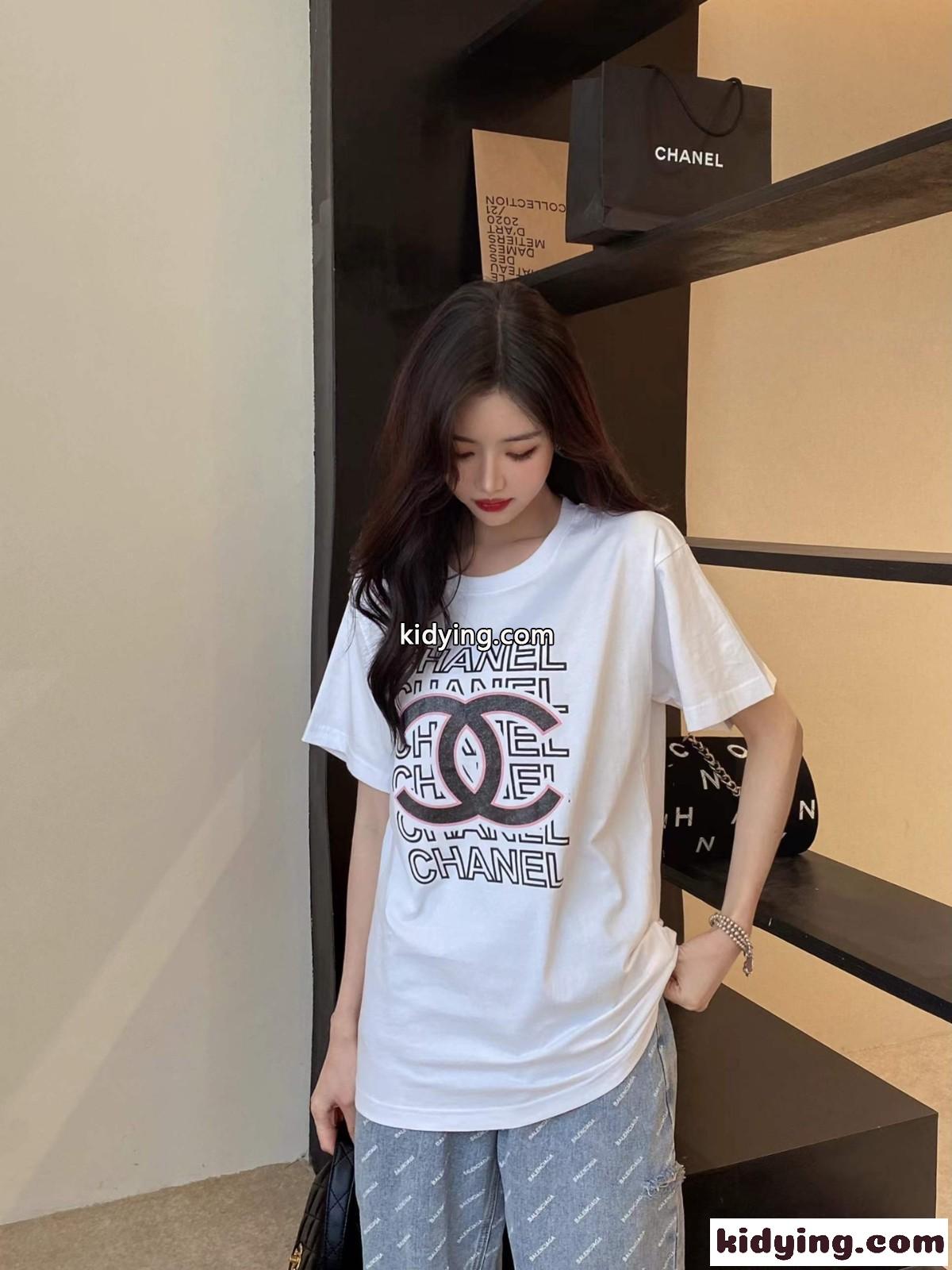 定番 合わせやすい ロゴ プリント ゆったり 着心地いい シャネル Tシャツ レディース コピー 着痩せ 人気-0