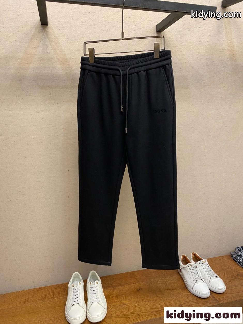 シンプル カジュアル スウェットパンツ エルメネジルド・ゼニア パンツ 偽物 ブラック-2