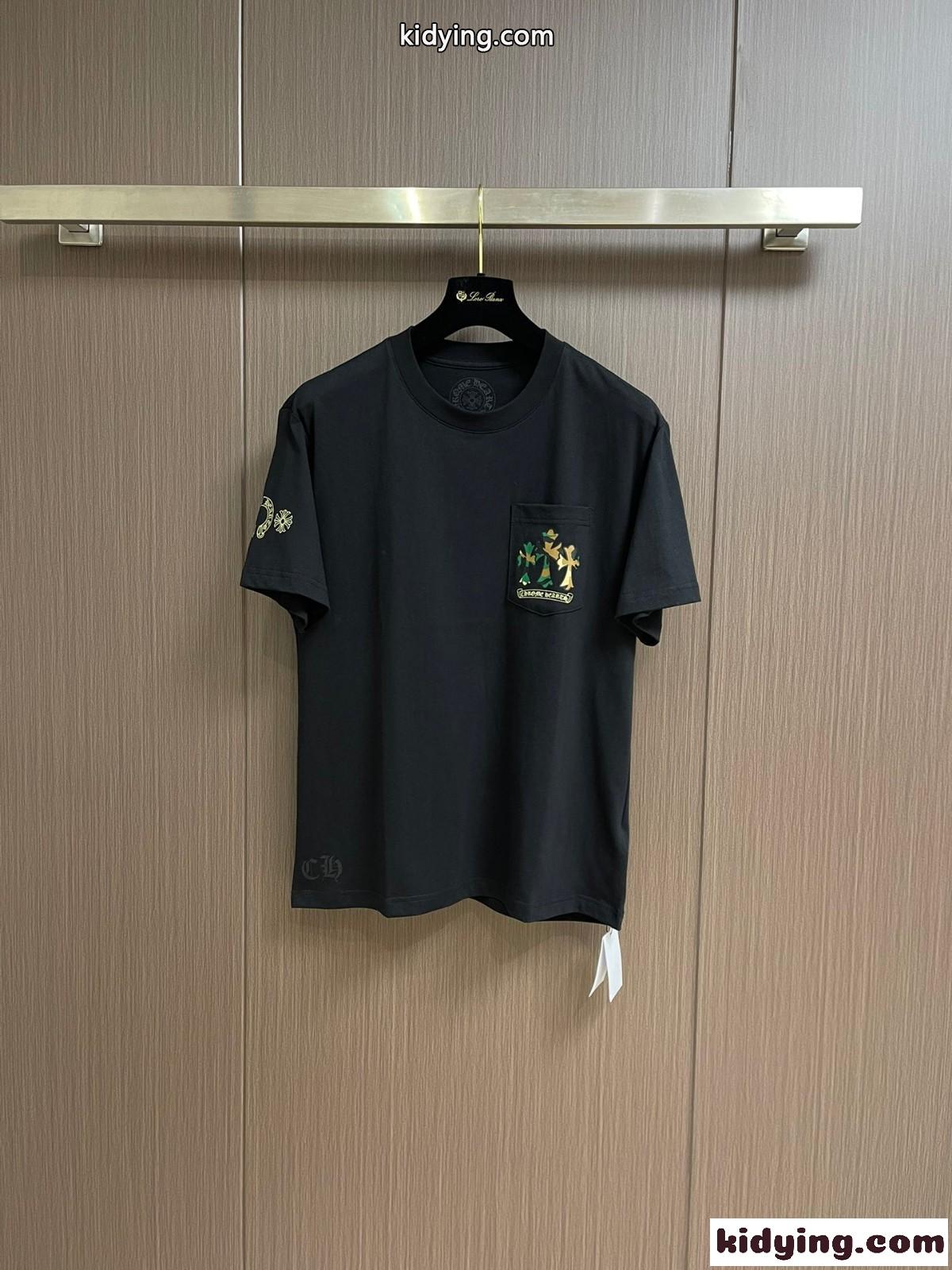 カジュアル プリント クロムハーツ Tシャツ コピー クルーネック 半袖Tシャツ ブラック-0