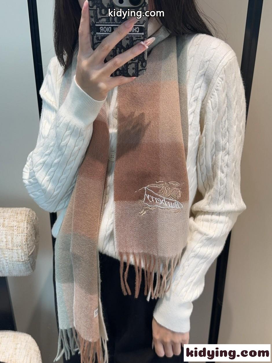 クラシック チェック柄 ロゴ刺繍 マフラー バーバリー スカーフ 偽物 30*185cm-0