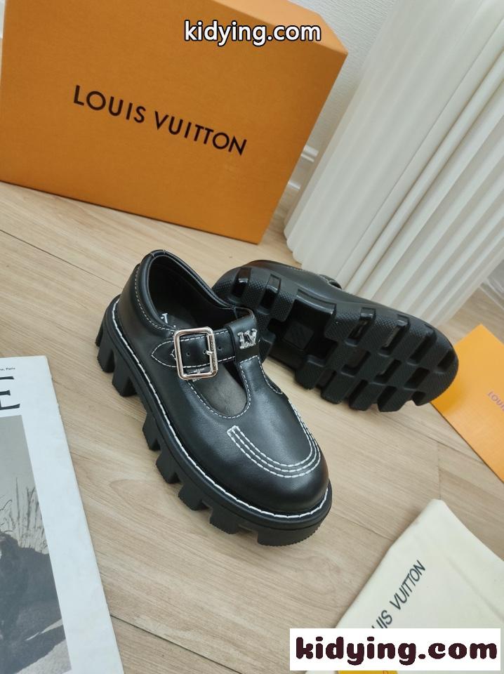 LV チェッカー・ライン メリージェーン ルイヴィトン スーパーコピー ローファー-2