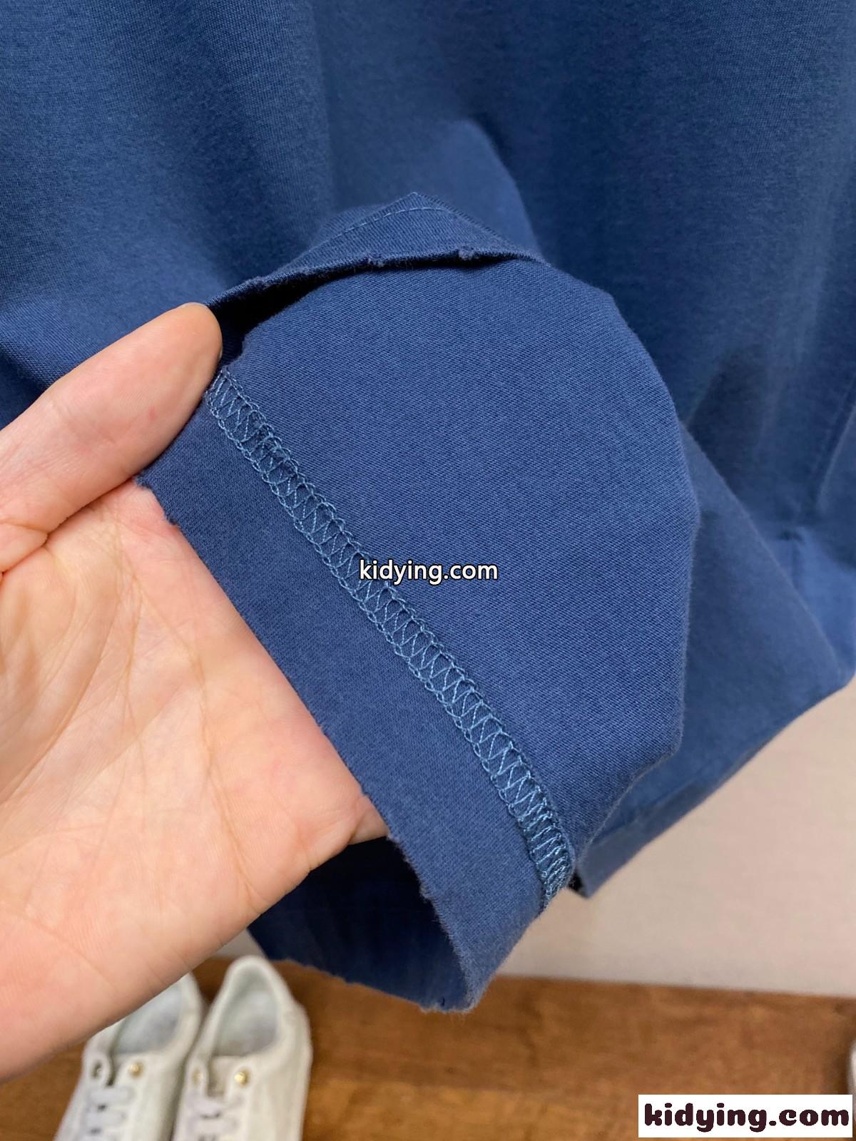 シンプル 刺繍入り クルーネック 半袖Tシャツ バレンシアガ Tシャツ コピー ブルー-3