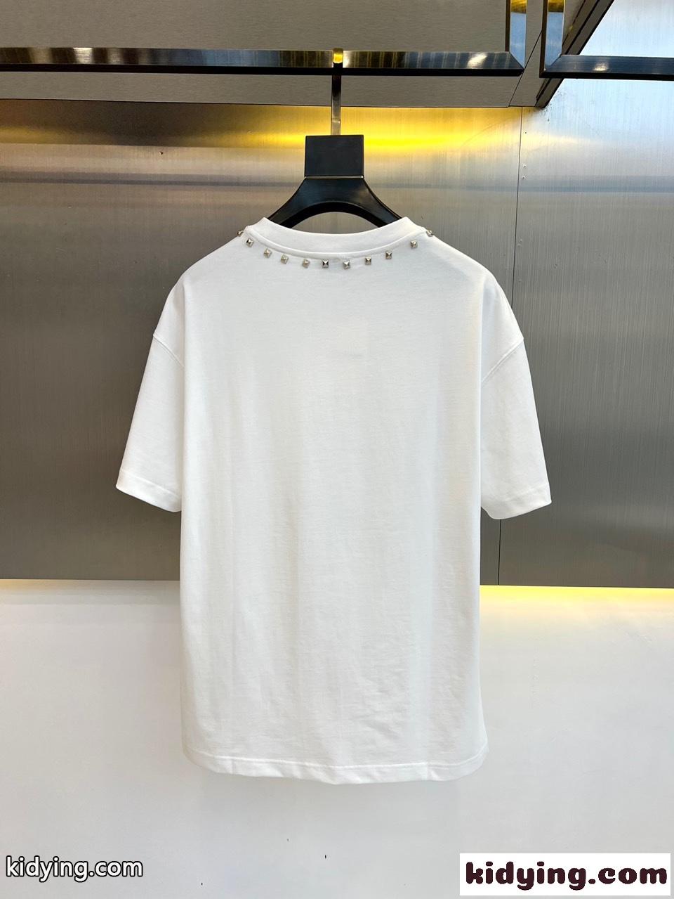 スタッズ付き クルーネック コットン 半袖Tシャツ ヴァレンティノ Tシャツ コピー メンズ-4