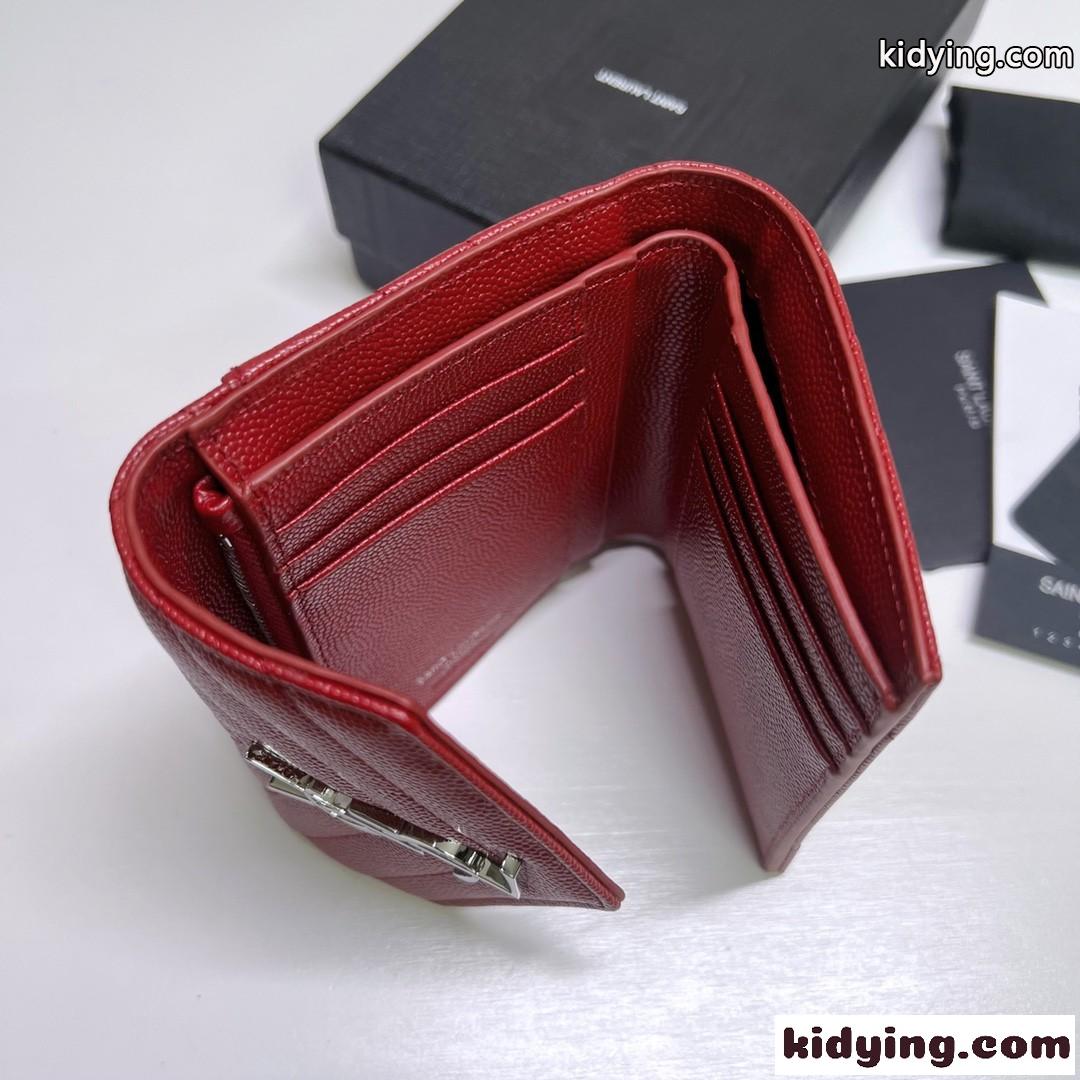 モノグラム 三つ折り財布 シルバー金具 コンパクト イヴ・サンローラン 財布 コピー ウォレット-1