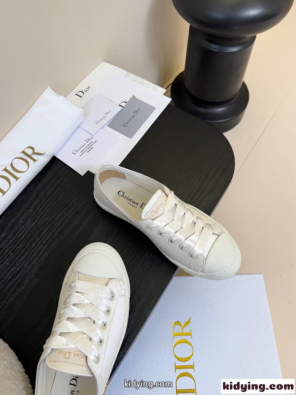Dioriviera Dior Lucky スニーカー ディオール スーパーコピー サテン ホワイト-1