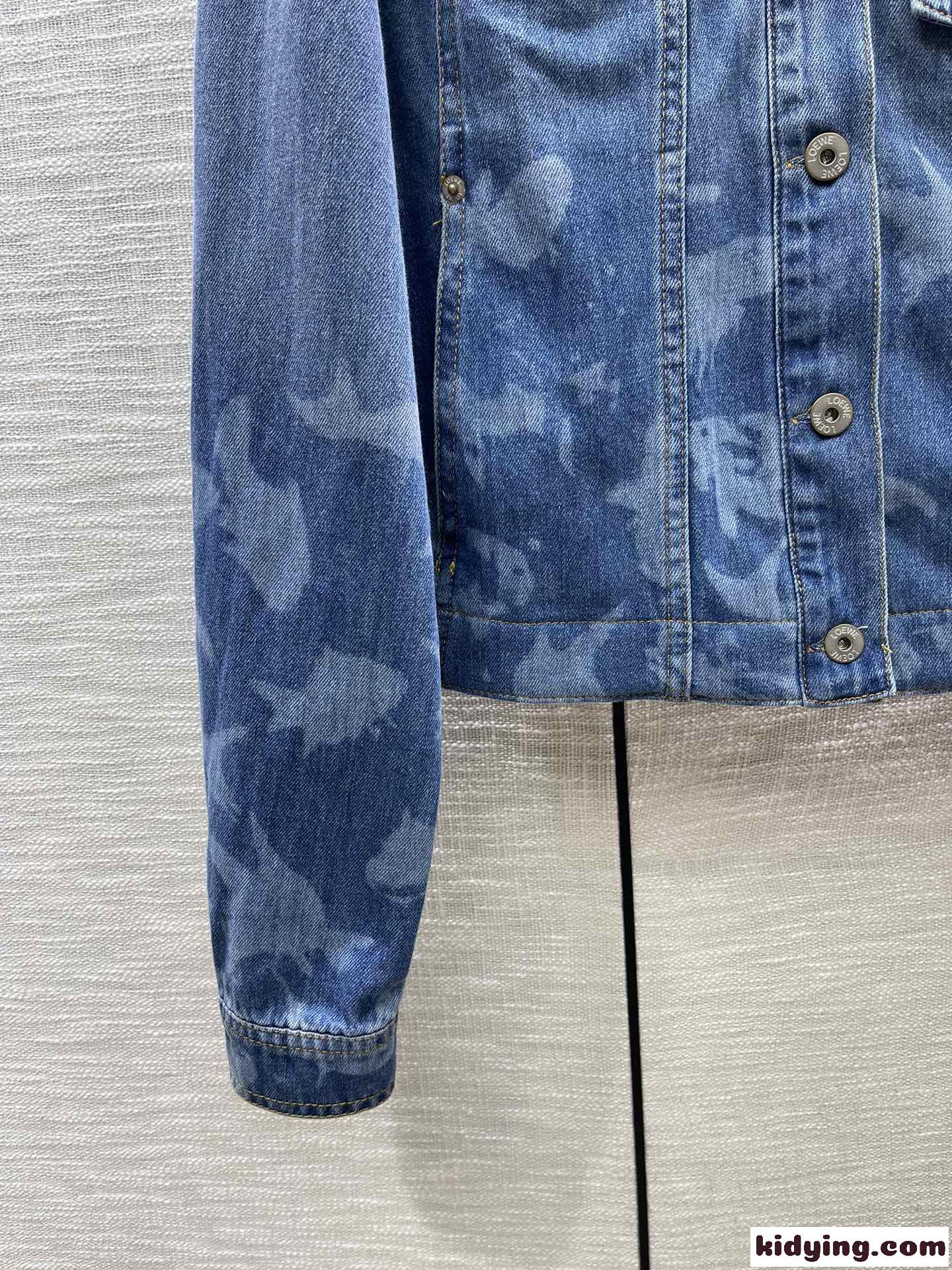 フィッシュ クロップド デニムジャケット ロエベ ジャケット コピー レディース-0