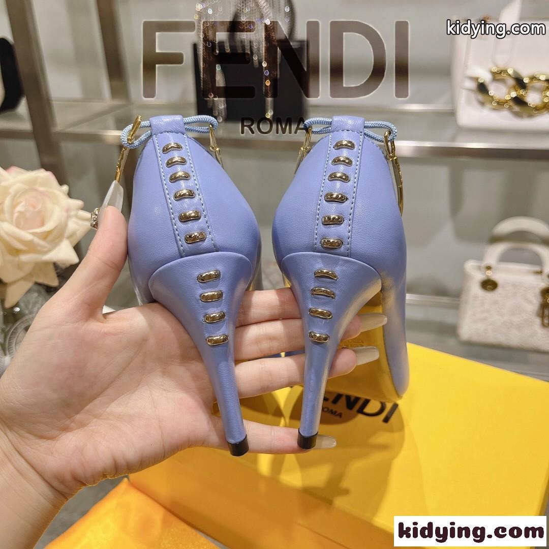 フェンディ フィーロ レザー パンプス スーパーコピー ハイヒール パープル-1