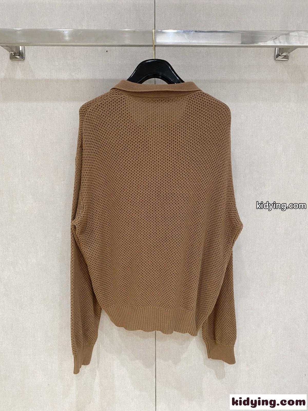 洗練された スキッパーネック ニットポロセーター ロエベ セーター 偽物-5