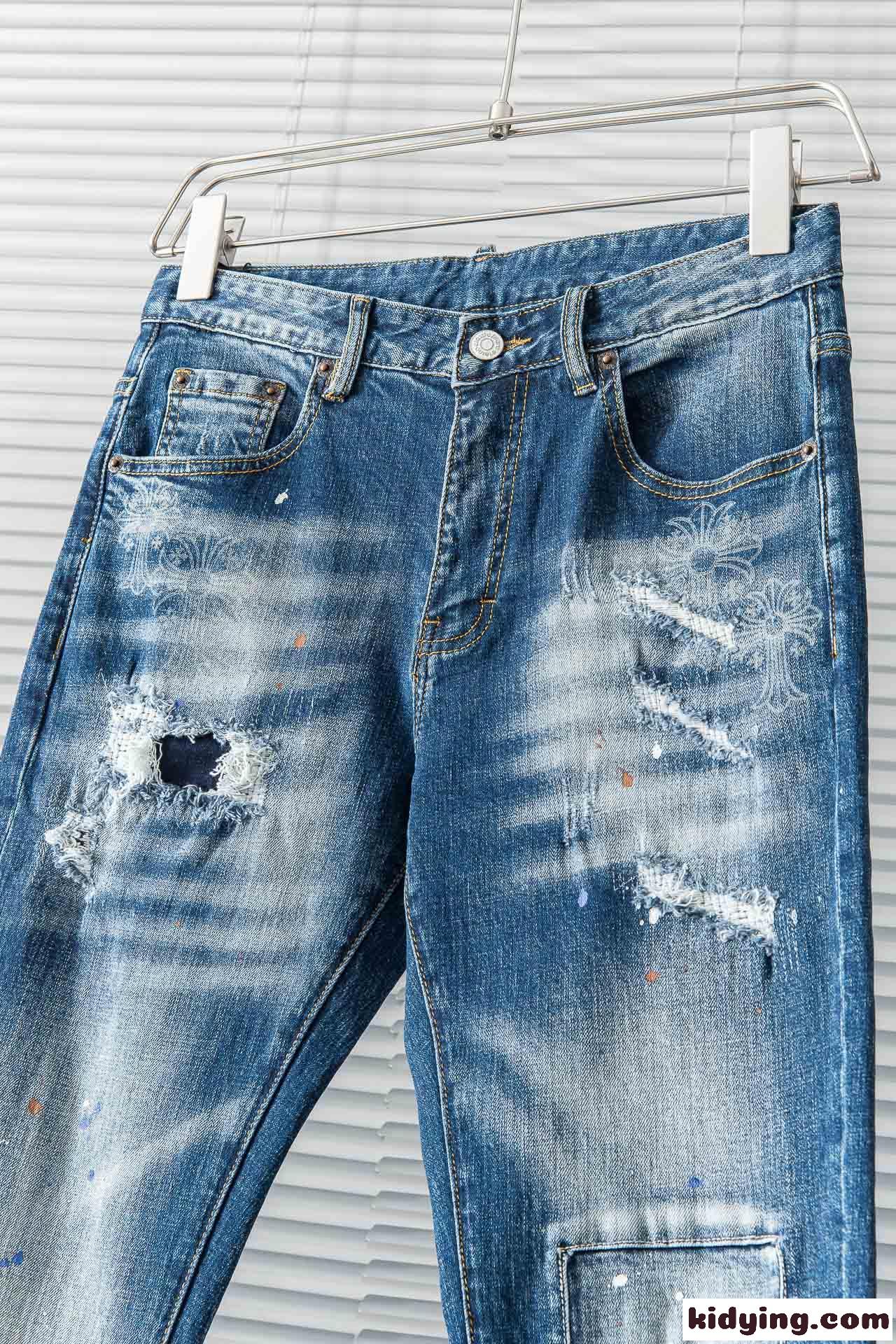 おしゃれ カジュアル ストレッチ デニムパンツ クロムハーツ ジーンズ コピー メンズ-1