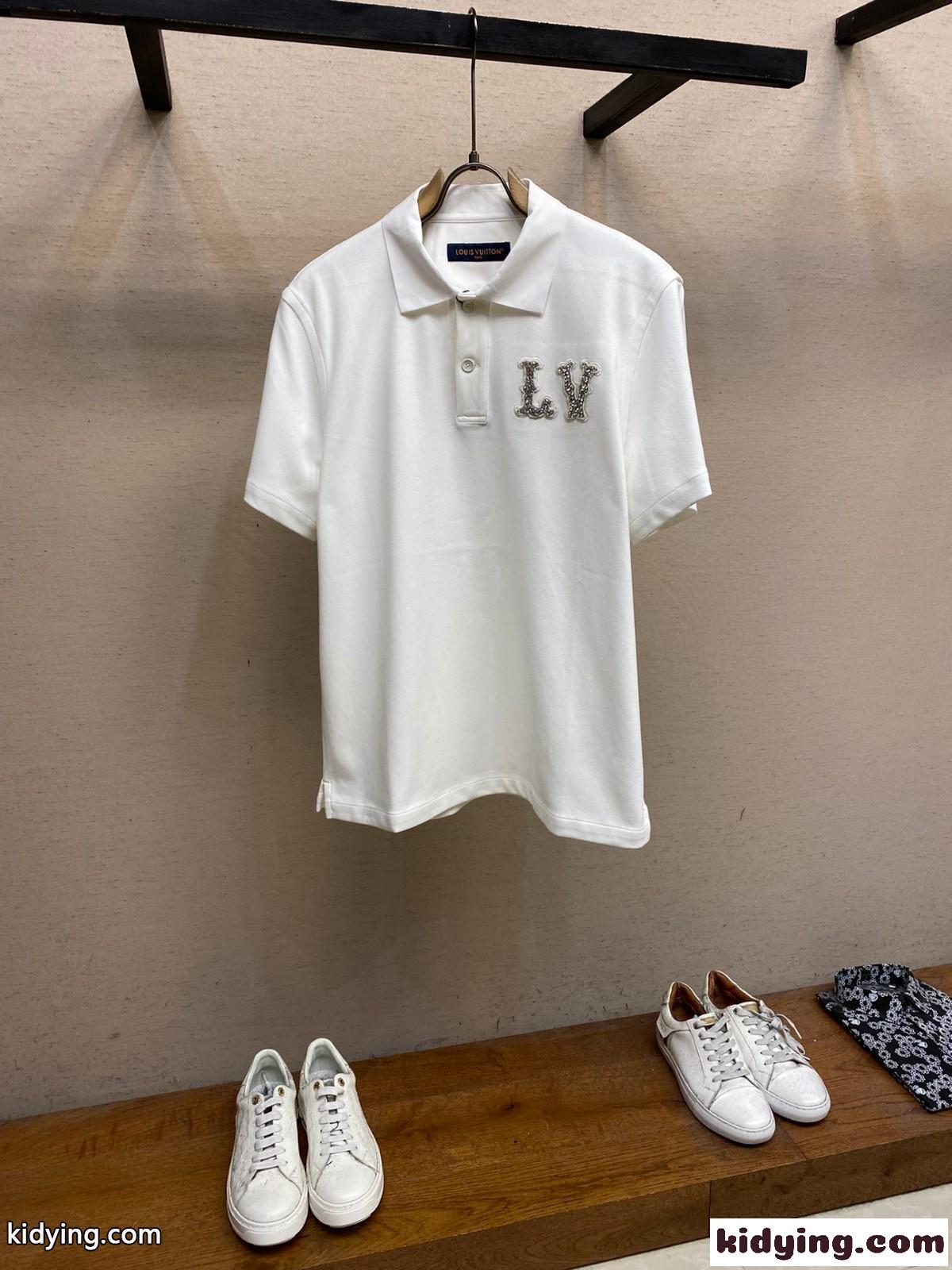 LVパッチ ポロシャツ ルイ・ヴィトン 半袖Tシャツ コピー ホワイト-0