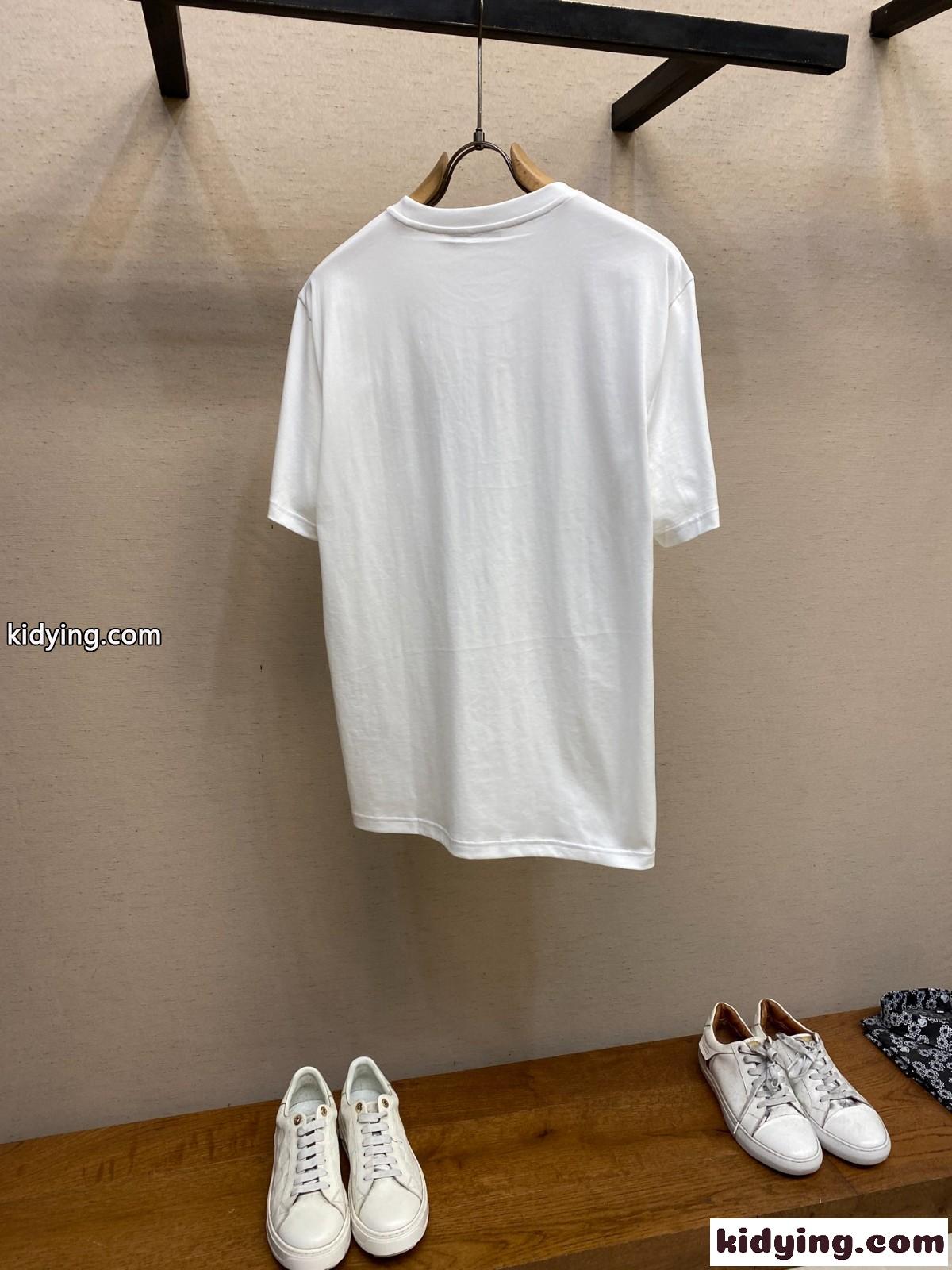 シンプル ロゴ 刺繍入り半 袖Tシャツ ドルチェ&ガッバーナ Tシャツ コピー コットン ホワイト-1
