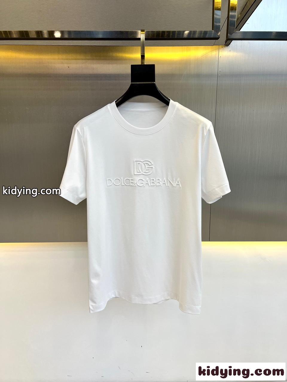 シンプル ロゴ入り クルーネック 半袖Tシャツ ドルチェ&ガッバーナ Tシャツ コピー ホワイト-0