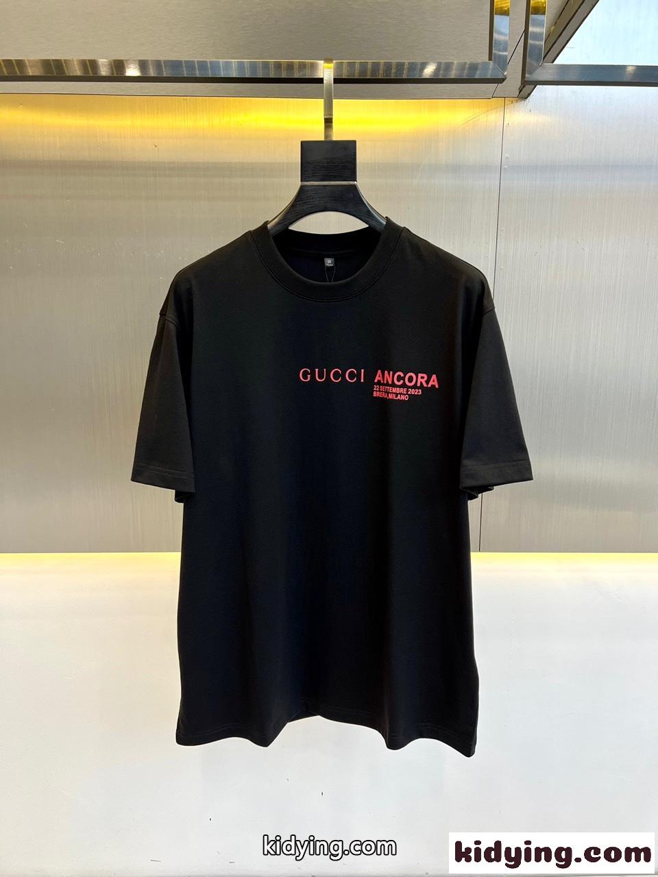 ベーシック プリント クルーネック グッチ Tシャツ コピー コットン ブラック-0
