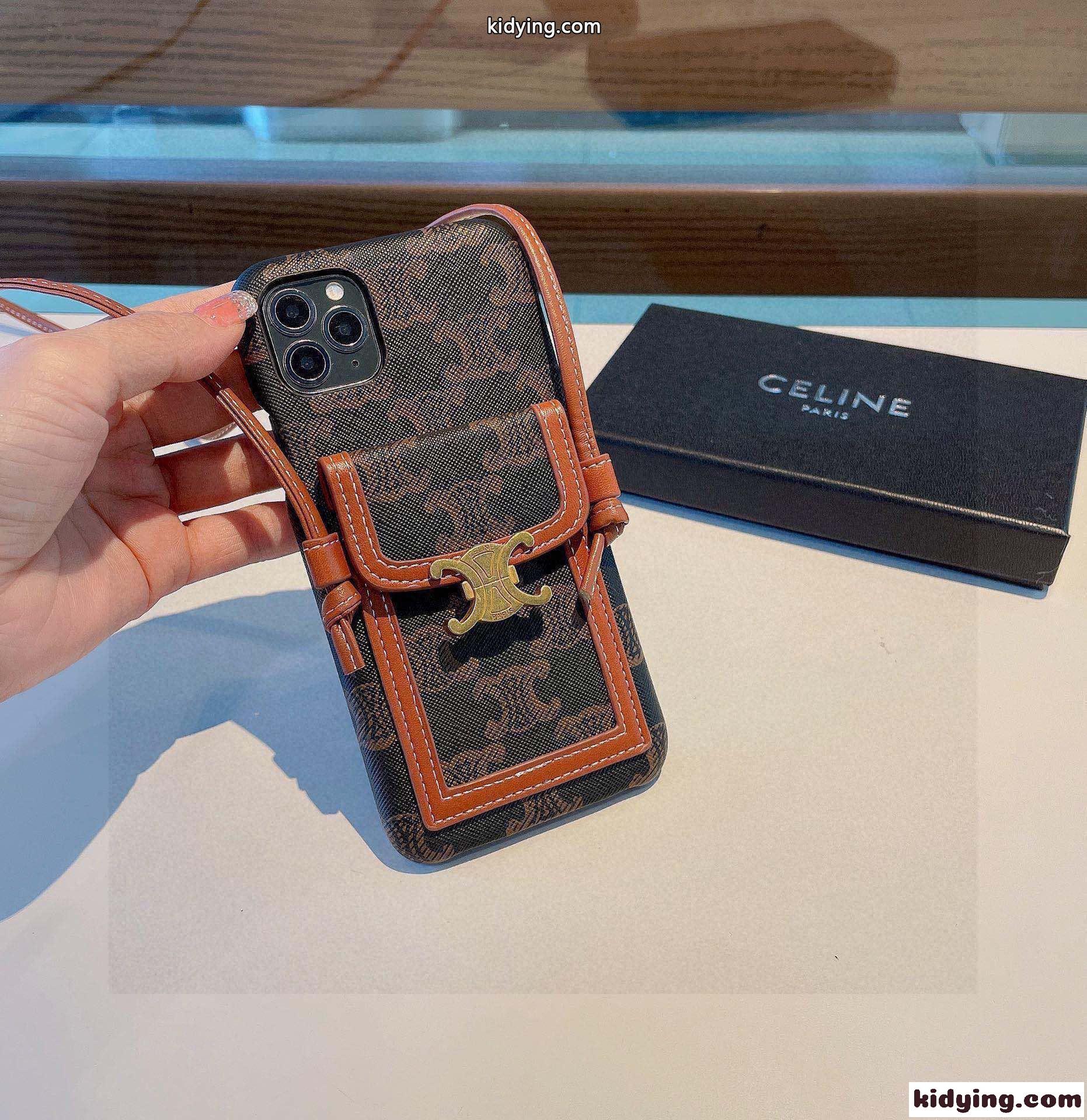 斜めがけ ショルダー 落下防止 スマホケース セリーヌ アイフォンケース コピー おしゃれ カード収納-1