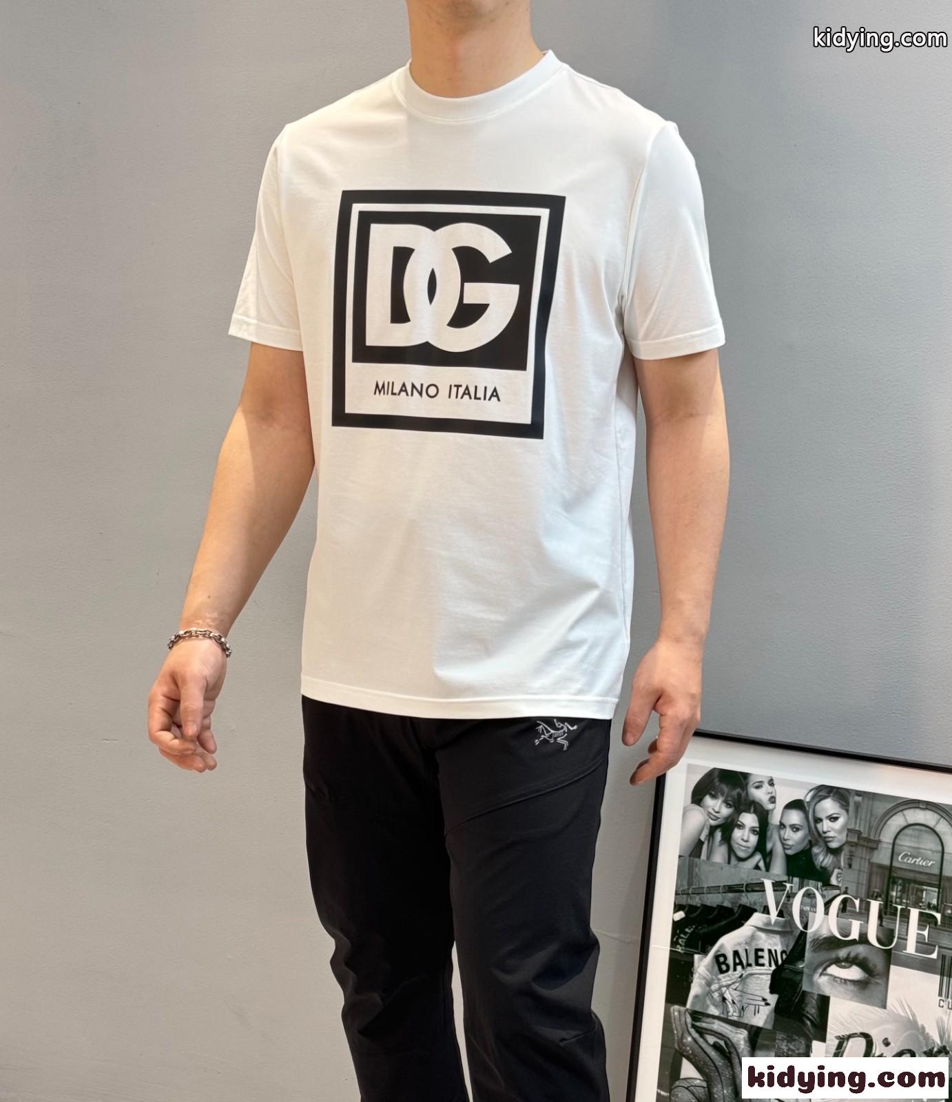 定番 カジュアル ドルチェ&ガッバーナ Tシャツ コピー プリント クルーネック 半袖Tシャツ ホワイト-2