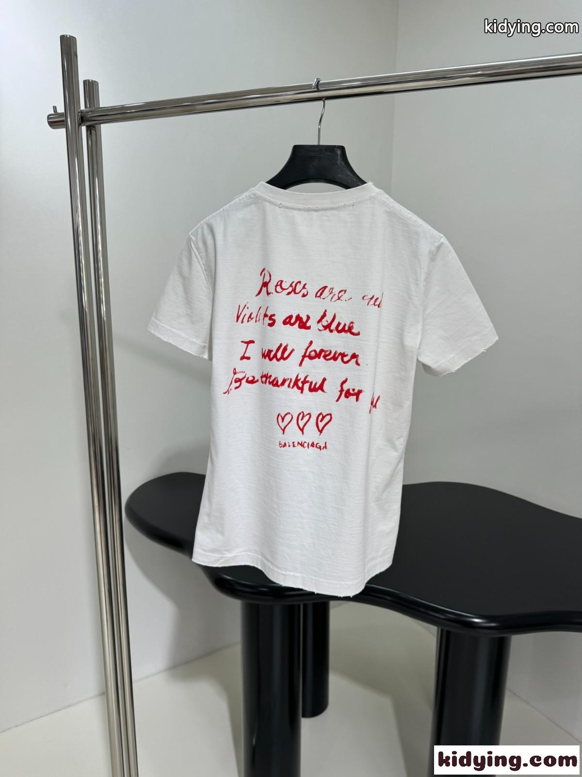 プリント入り コンパクト 半袖Tシャツ バレンシアガ Tシャツ コピー ホワイト-2