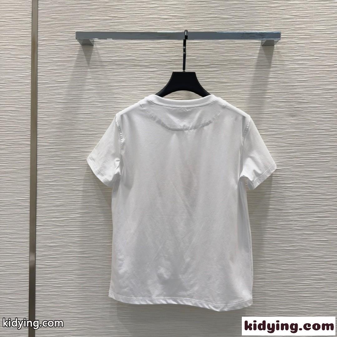 シンプル コットン 半袖 トップス エルメス Tシャツ コピー クルーネック ホワイト-5