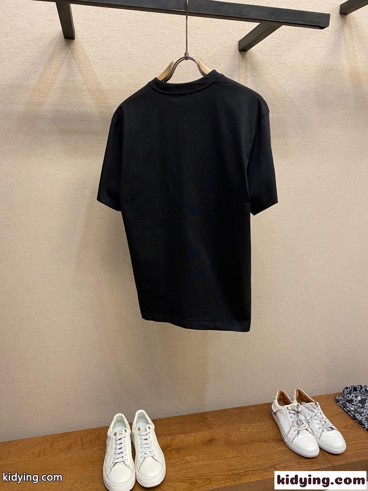 シンプル 刺繍入り クルーネック 半袖Tシャツ クリスチャン・ディオール Tシャツ コピー ブラック-2
