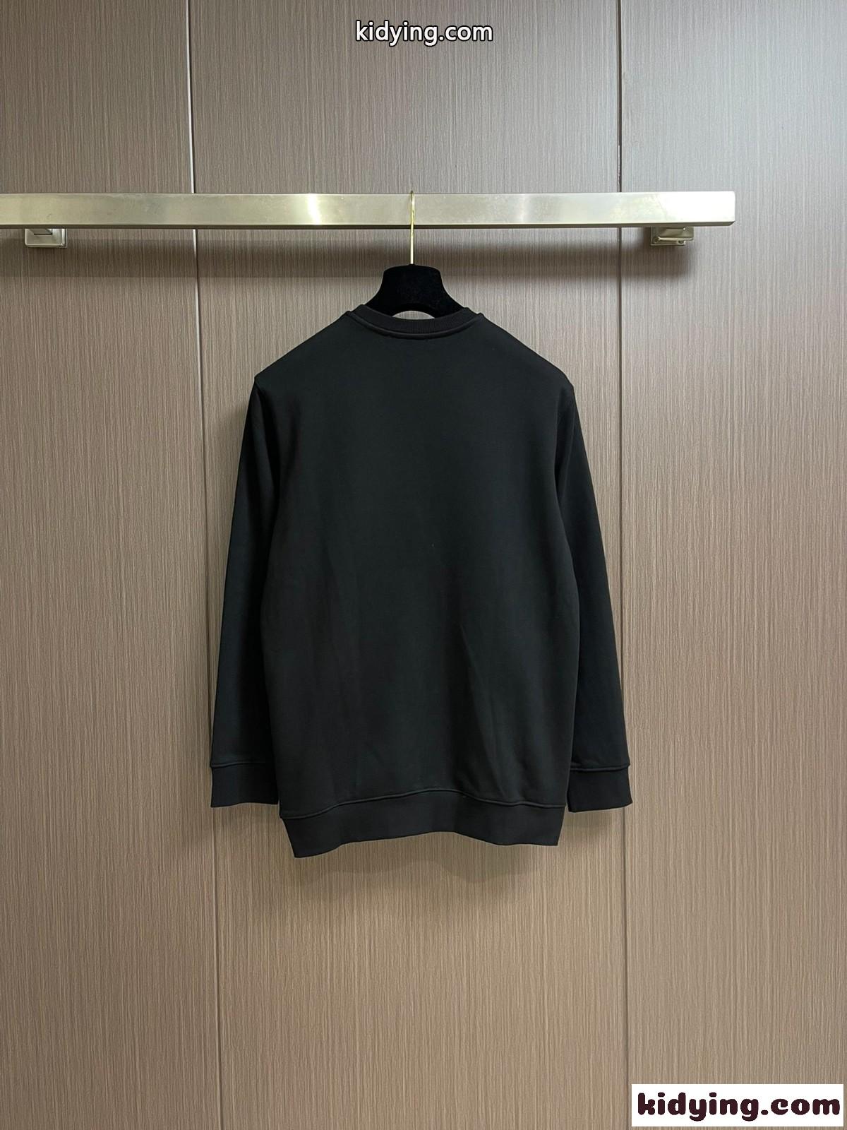 定番 ロゴ入り クルーネック スウェットシャツ ヴェルサーチ Tシャツ 偽物 ブラック-1