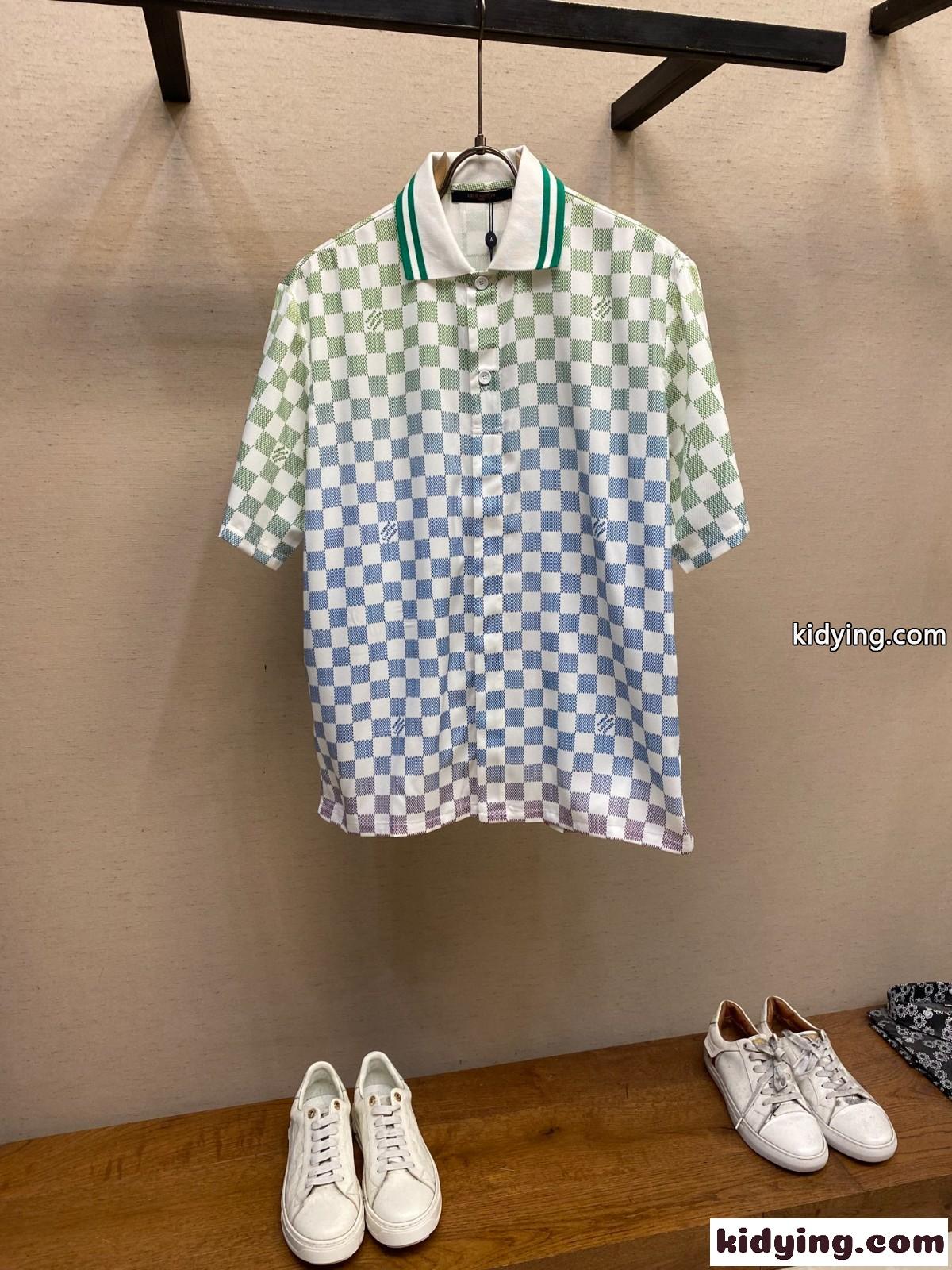 ダミエ グラディエント プリントシルクポロシャツ ルイ・ヴィトン Tシャツ コピー-2