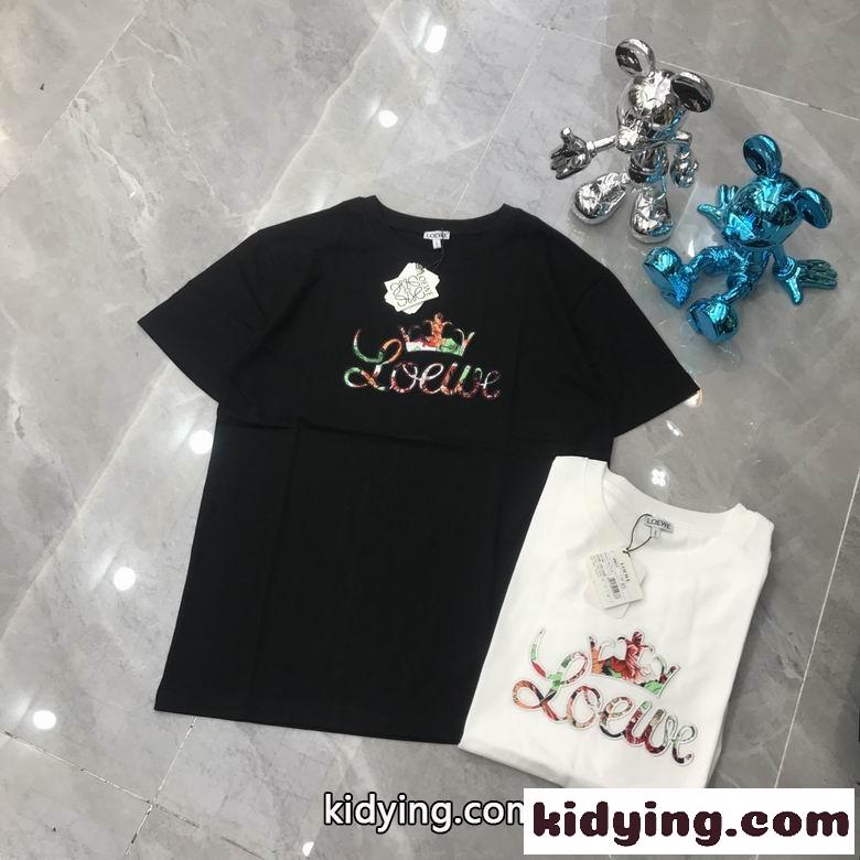 おしゃれ カジュアル ロエベ tシャツ コピー 半袖 春夏 トップス クルーネック 定番 ホワイト ブラック-2