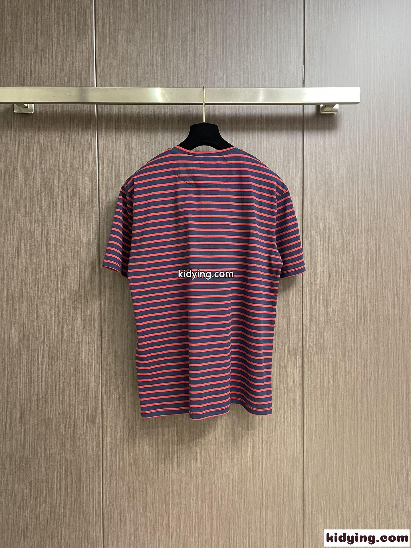 カジュアル 人気 プラダ ストライプ コットン Tシャツ コピー クルーネック-2