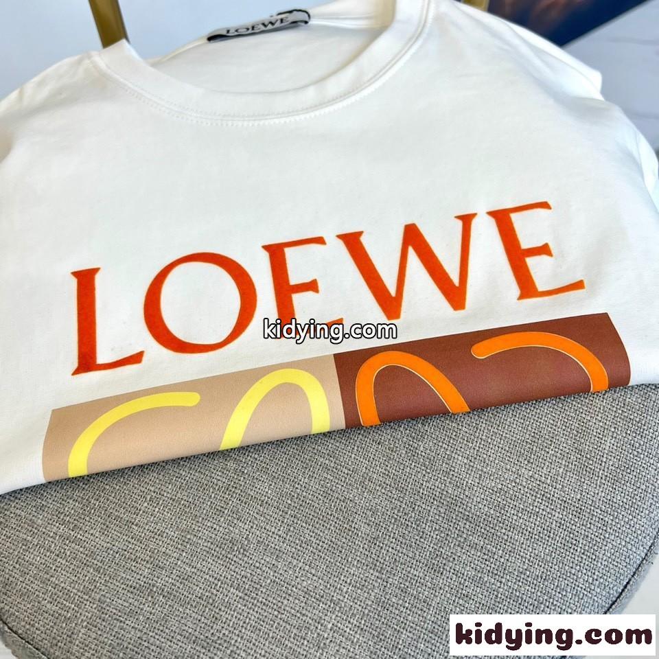 お洒落 合わせやすい ロゴTシャツ ロエベ Tシャツ コピー クルーネック ホワイト-2