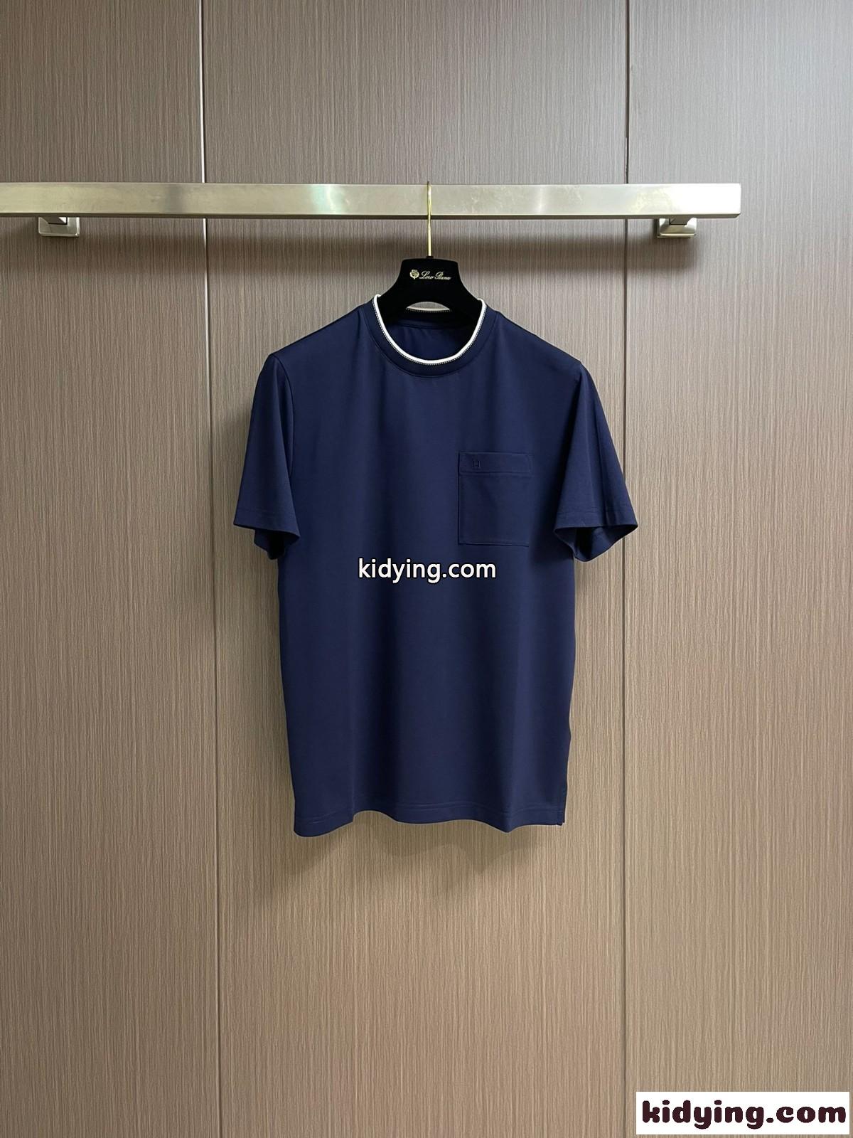 シンプル サドルステッチTシャツ エルメス Tシャツ コピー コットン ネイビー-0