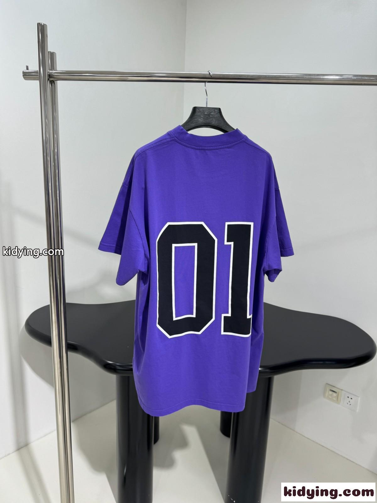 ユニセックス 刺繍入り オーバーサイズ 半袖Tシャツ バレンシアガ Tシャツ コピー パープル-1