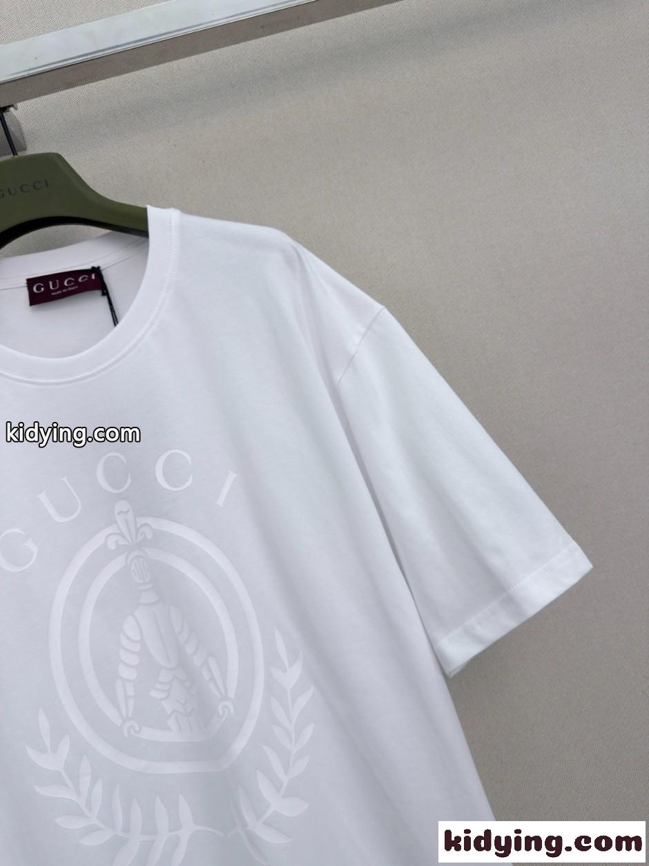 グッチ Tシャツ 偽物 ロゴプリント ユニセックス コットン 半袖Tシャツ ホワイト-4