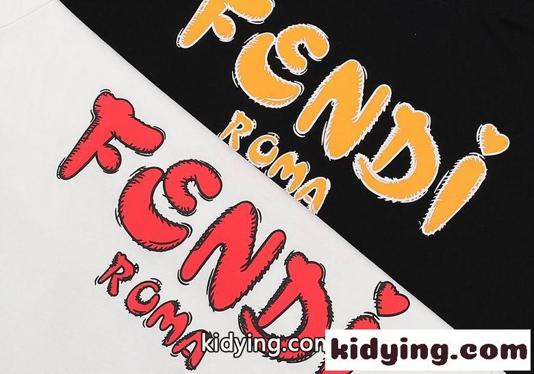 ユニセックス 定番 ロゴ プリント クルーネック フェンディ Tシャツ コピー 半袖 トップス 可愛い おしゃれ-5