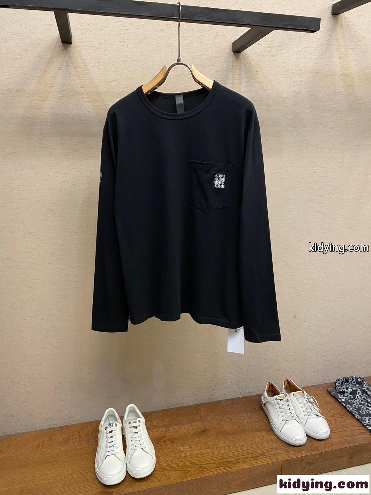 クロムハーツ Tシャツ コピー シンプル 合わせやすい クルーネック 長袖Tシャツ ブラック-0