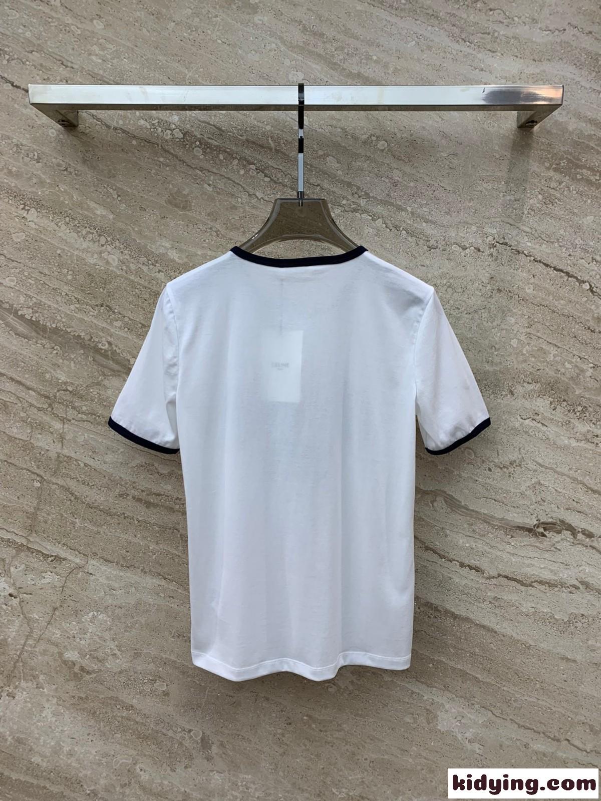 人気 定番 ロゴ クルーネック 半袖Tシャツ セリーヌ Tシャツ コピー ホワイト-1