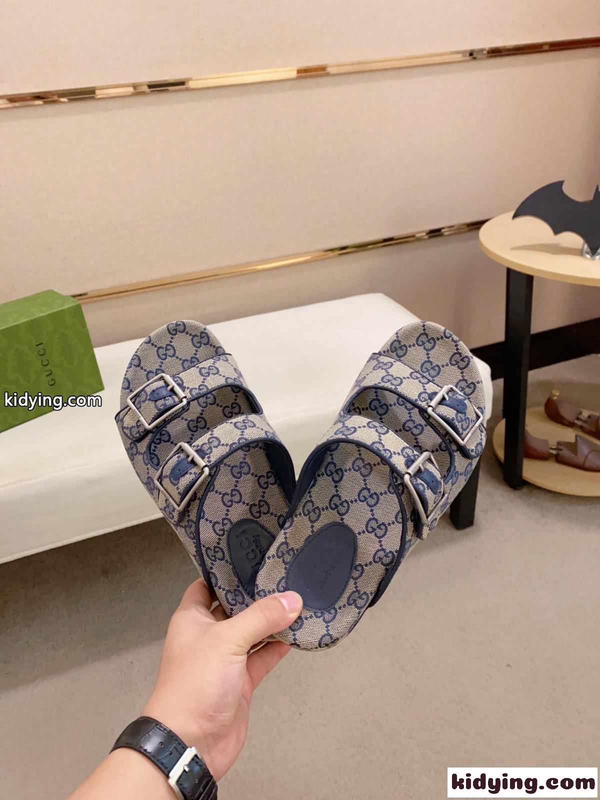 ストラップ付き メンズ スライドサンダル グッチ サンダル コピー GGキャンバス-2
