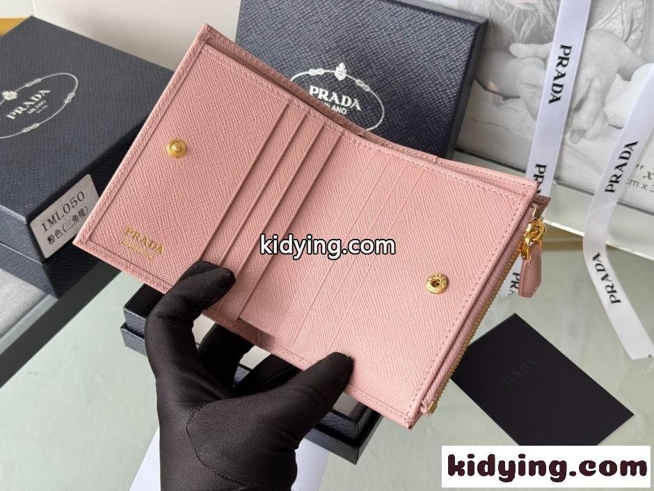 プラダ 財布 コピー 二つ折り財布 大人気 シンプル 上品 カードケース ピンク-2