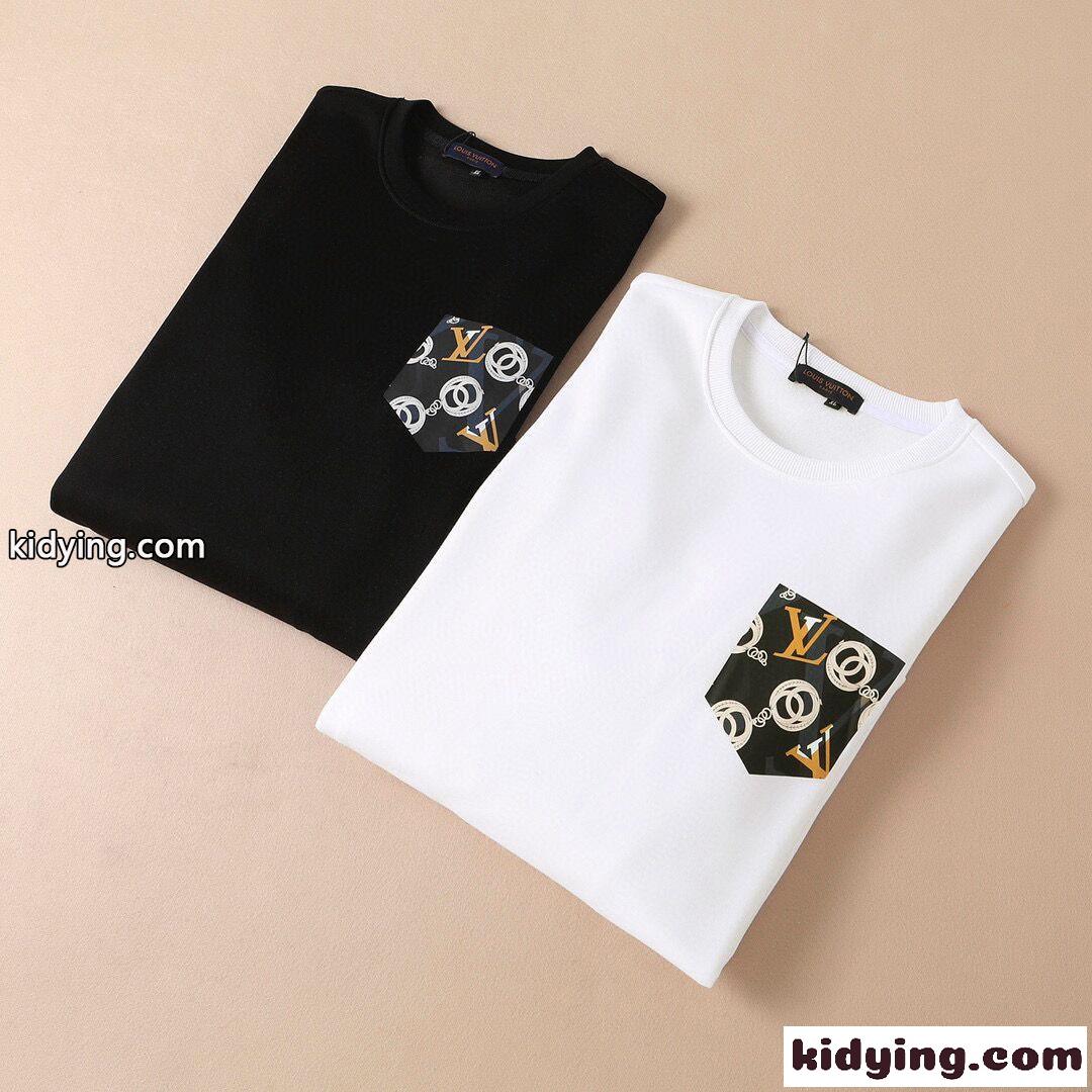 定番 合わせやすい クールネック 着心地いい 長袖 ルイ・ヴィトン Tシャツ コピー メンズ ホワイト ブラック-1