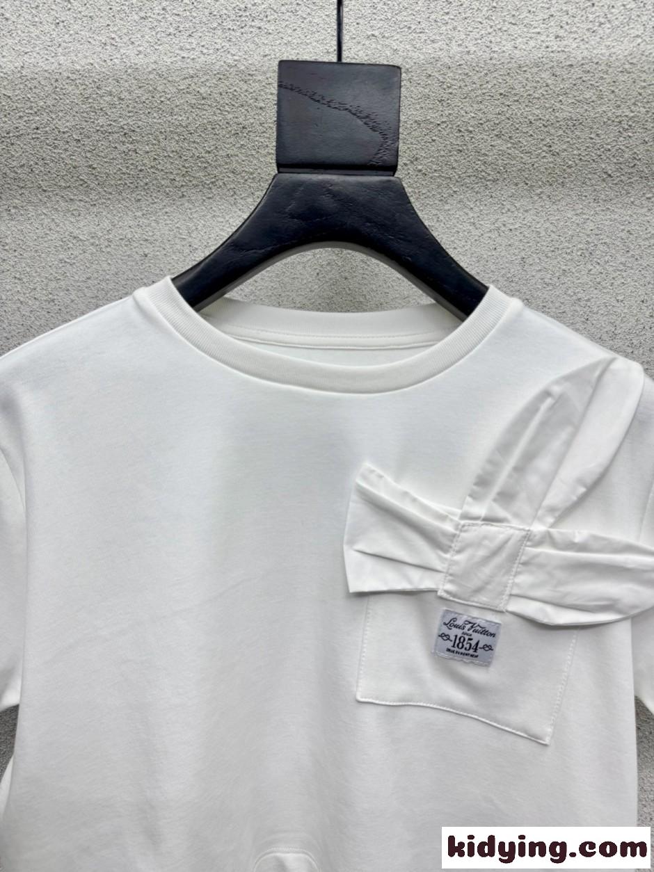 リボンポケットクロップトップ ルイ・ヴィトン Tシャツ コピー コットン-0