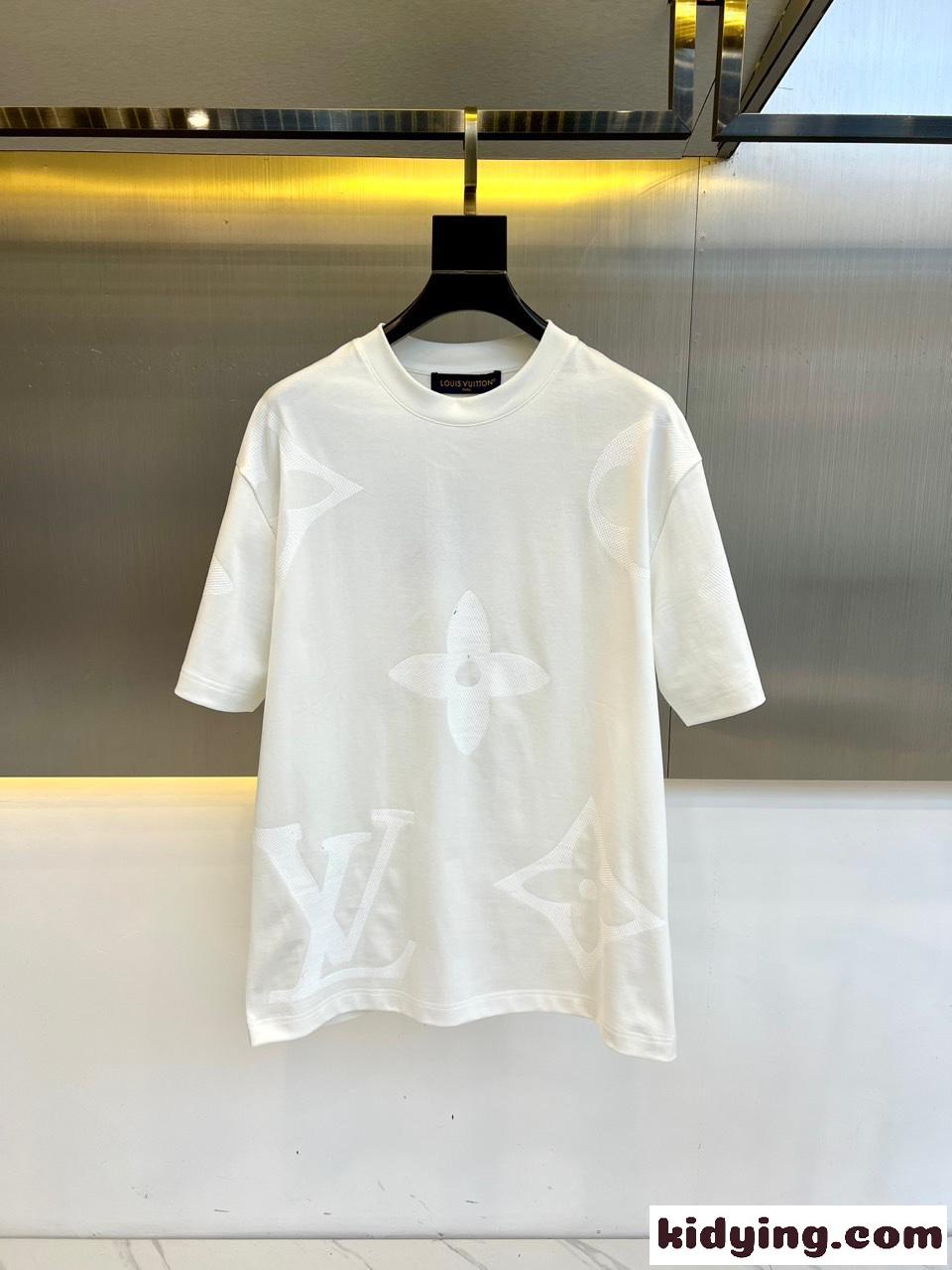 ルイ・ヴィトン Tシャツ コピー 定番 カジュアル ロゴ 半袖Tシャツ ホワイト-0